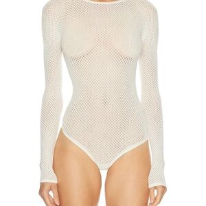WARDROBE.NYC Cream Mesh Bodysuit Size S/M